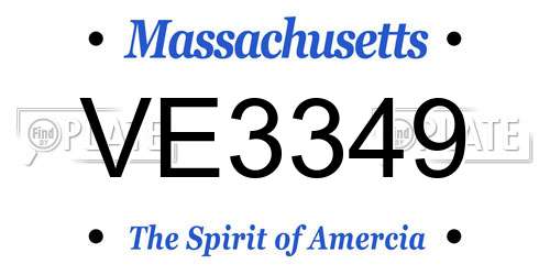 VE3349 Massachusetts License Plate