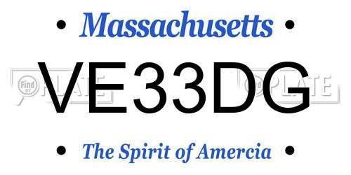 VE33DG Massachusetts License Plate