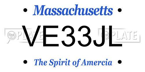 VE33JL Massachusetts License Plate