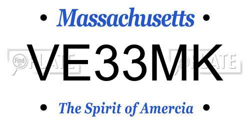 VE33MK Massachusetts License Plate