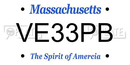 VE33PB Massachusetts License Plate
