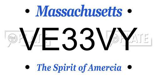 VE33VY Massachusetts License Plate