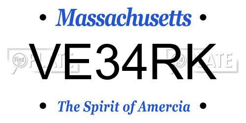 VE34RK Massachusetts License Plate