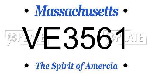 VE3561 Massachusetts License Plate