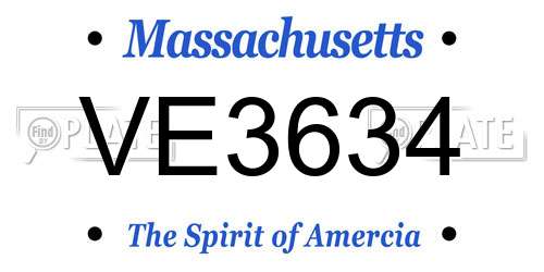 VE3634 Massachusetts License Plate
