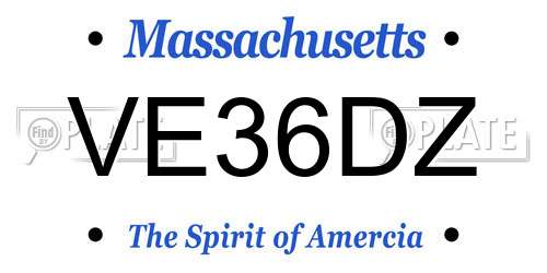 VE36DZ Massachusetts License Plate