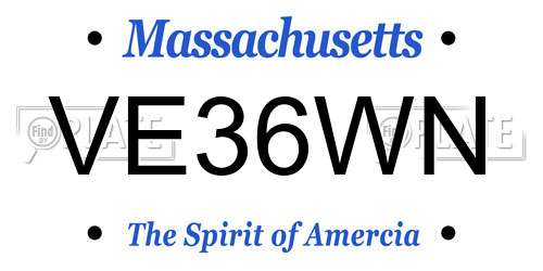 VE36WN Massachusetts License Plate