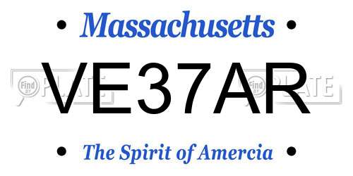 VE37AR Massachusetts License Plate