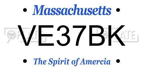VE37BK Massachusetts License Plate