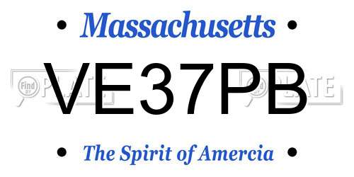 VE37PB Massachusetts License Plate
