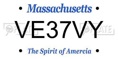 VE37VY Massachusetts License Plate
