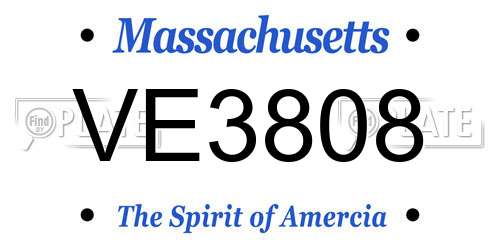 VE3808 Massachusetts License Plate