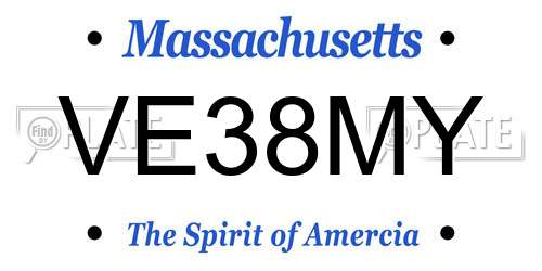 VE38MY Massachusetts License Plate
