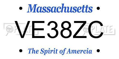 VE38ZC Massachusetts License Plate
