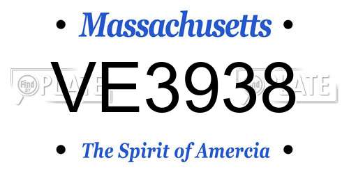 VE3938 Massachusetts License Plate