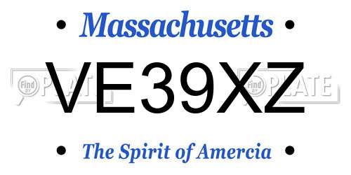 VE39XZ Massachusetts License Plate
