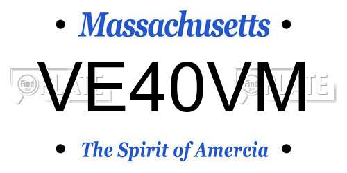 VE40VM Massachusetts License Plate