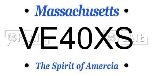 VE40XS Massachusetts License Plate