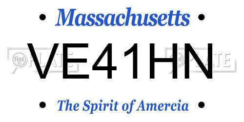 VE41HN Massachusetts License Plate
