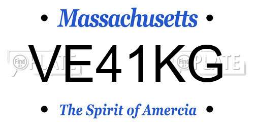 VE41KG Massachusetts License Plate