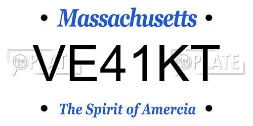 VE41KT Massachusetts License Plate