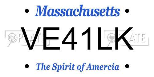 VE41LK Massachusetts License Plate