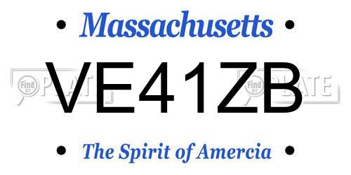 VE41ZB Massachusetts License Plate