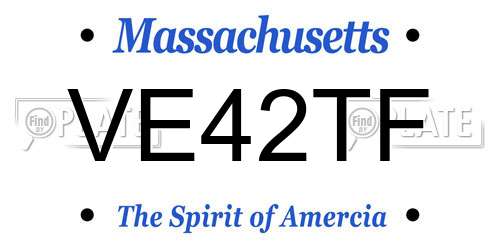 VE42TF Massachusetts License Plate