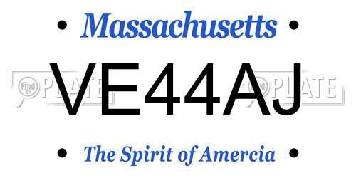 VE44AJ Massachusetts License Plate