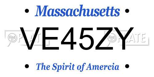 VE45ZY Massachusetts License Plate