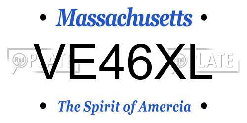 VE46XL Massachusetts License Plate
