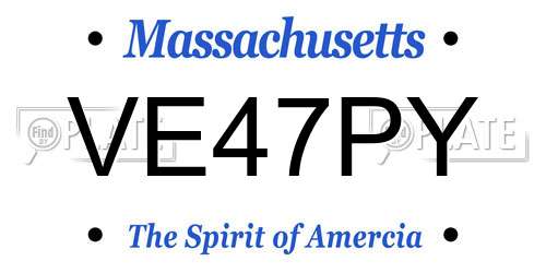 VE47PY Massachusetts License Plate
