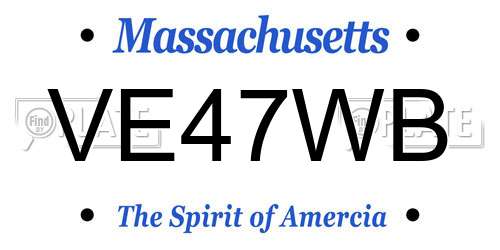 VE47WB Massachusetts License Plate