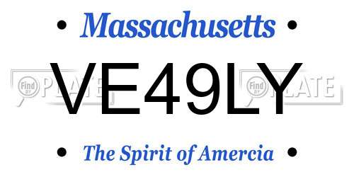 VE49LY Massachusetts License Plate