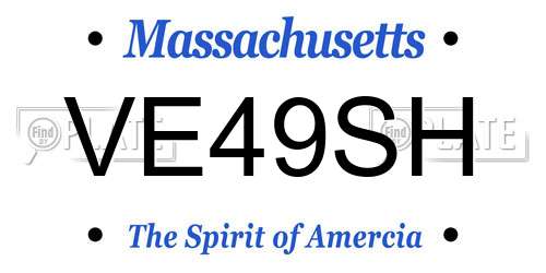 VE49SH Massachusetts License Plate