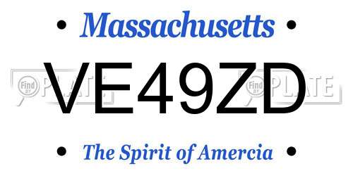 VE49ZD Massachusetts License Plate