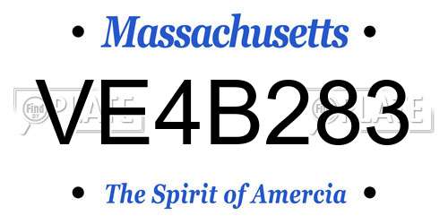 VE4B283 Massachusetts License Plate