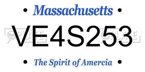 VE4S253 Massachusetts License Plate