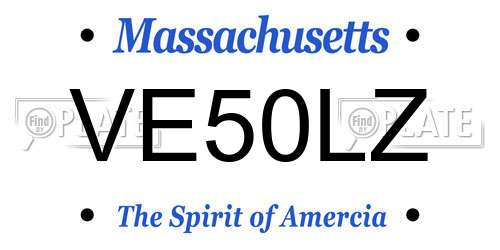 VE50LZ Massachusetts License Plate