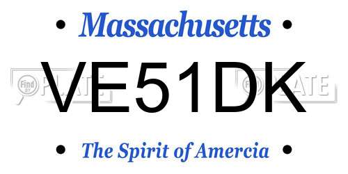 VE51DK Massachusetts License Plate