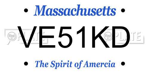 VE51KD Massachusetts License Plate
