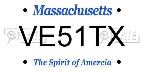 VE51TX Massachusetts License Plate