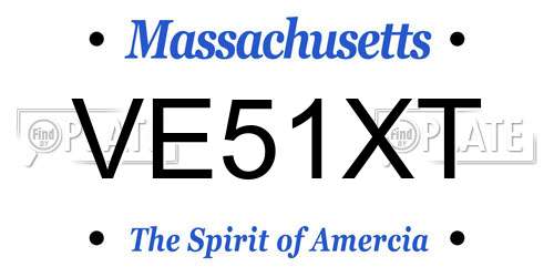 VE51XT Massachusetts License Plate