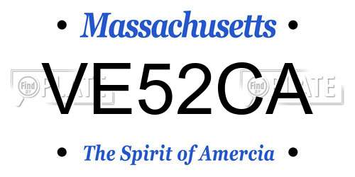 VE52CA Massachusetts License Plate