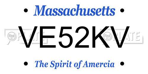 VE52KV Massachusetts License Plate