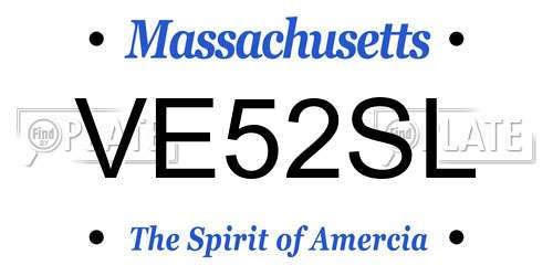 VE52SL Massachusetts License Plate