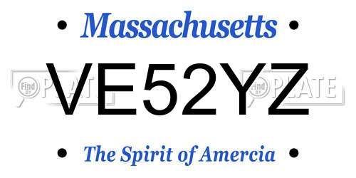 VE52YZ Massachusetts License Plate