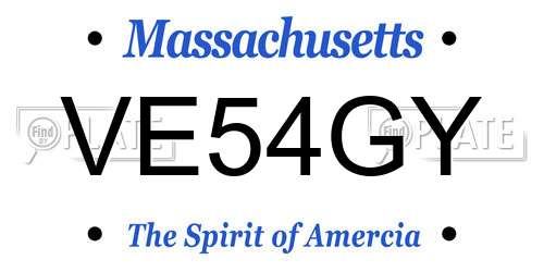 VE54GY Massachusetts License Plate
