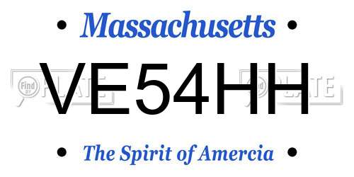 VE54HH Massachusetts License Plate