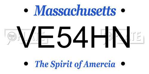 VE54HN Massachusetts License Plate